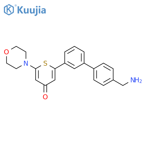 4H-Thiopyran-4-one,2-[4'-(aminomethyl)[1,1'-biphenyl]-3-yl]-6-(4-morpholinyl)- structure