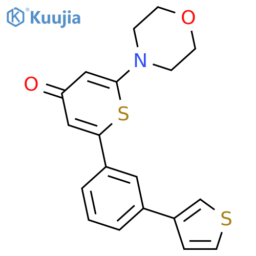 4H-Thiopyran-4-one, 2-(4-morpholinyl)-6-[3-(3-thienyl)phenyl]- structure