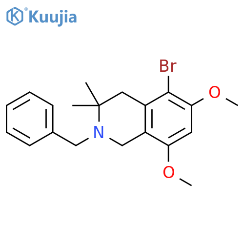 Isoquinoline,5-bromo-1,2,3,4-tetrahydro-6,8-dimethoxy-3,3-dimethyl-2-(phenylmethyl)- structure