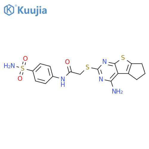 2-({12-amino-7-thia-9,11-diazatricyclo[6.4.0.0^{2,6}]dodeca-1(8),2(6),9,11-tetraen-10-yl}sulfanyl)-N-(4-sulfamoylphenyl)acetamide structure