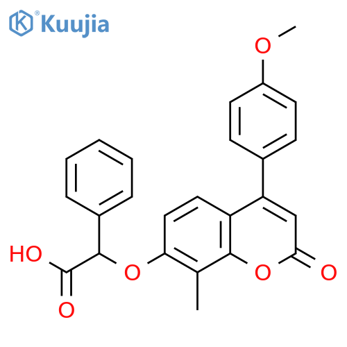 2-[4-(4-methoxyphenyl)-8-methyl-2-oxochromen-7-yl]oxy-2-phenylacetic acid structure