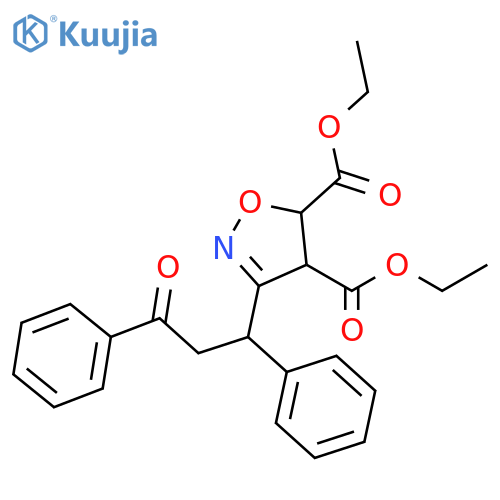 4,5-Isoxazoledicarboxylic acid,4,5-dihydro-3-(3-oxo-1,3-diphenylpropyl)-, diethyl ester structure