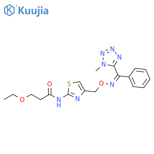 Propanamide,3-ethoxy-N-[4-[[[(Z)-[(1-methyl-1H-tetrazol-5-yl)phenylmethylene]amino]oxy]methyl]-2-thiazolyl]- structure