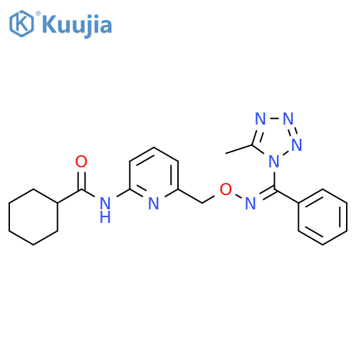 Cyclohexanecarboxamide,N-[6-[[[(Z)-[(5-methyl-1H-tetrazol-1-yl)phenylmethylene]amino]oxy]methyl]-2-pyridinyl]- structure