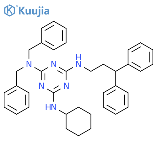 1,3,5-Triazine-2,4,6-triamine,N'-cyclohexyl-N''-(3,3-diphenylpropyl)-N,N-bis(phenylmethyl)- structure