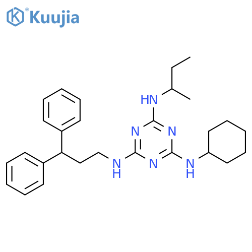 1,3,5-Triazine-2,4,6-triamine,N-cyclohexyl-N'-(3,3-diphenylpropyl)-N''-(1-methylpropyl)- structure