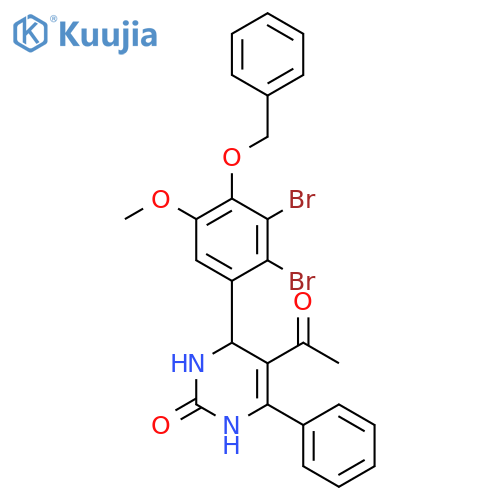 <br>5-Acetyl-4-(4-benzyloxy-2,3-dibromo-5-methoxy-phenyl)-6-phenyl-3,4-dihydro- 1H-pyrimidin-2-one structure