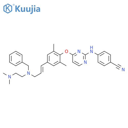 Benzonitrile,4-[[4-[4-[(1E)-3-[[2-(dimethylamino)ethyl](phenylmethyl)amino]-1-propenyl]-2,6-dimethylphenoxy]-2-pyrimidinyl]amino]- structure
