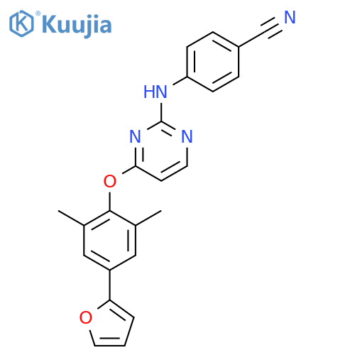Benzonitrile,4-[[4-[4-(2-furanyl)-2,6-dimethylphenoxy]-2-pyrimidinyl]amino]- structure