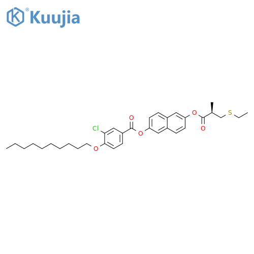 Benzoic acid, 3-chloro-4-(decyloxy)-,6-[(2R)-3-(ethylthio)-2-methyl-1-oxopropoxy]-2-naphthalenyl ester structure