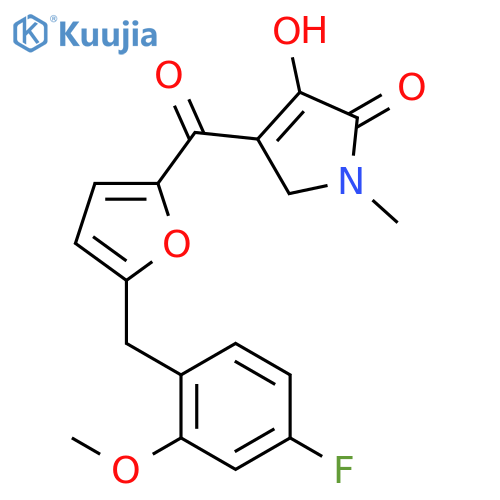 2H-Pyrrol-2-one,4-[[5-[(4-fluoro-2-methoxyphenyl)methyl]-2-furanyl]carbonyl]-1,5-dihydro-3-hydroxy-1-methyl- structure