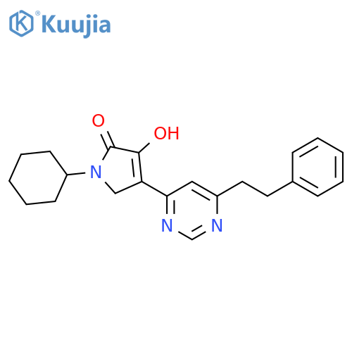 2H-Pyrrol-2-one,1-cyclohexyl-1,5-dihydro-3-hydroxy-4-[6-(2-phenylethyl)-4-pyrimidinyl]- structure