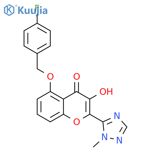 4H-1-Benzopyran-4-one,5-[(4-fluorophenyl)methoxy]-3-hydroxy-2-(1-methyl-1H-1,2,4-triazol-5-yl)- structure