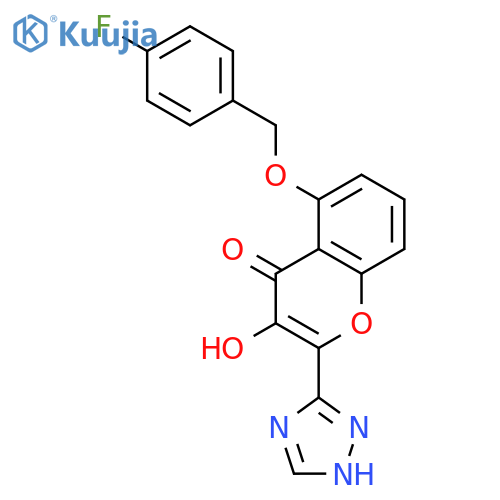 4H-1-Benzopyran-4-one,5-[(4-fluorophenyl)methoxy]-3-hydroxy-2-(1H-1,2,4-triazol-3-yl)- structure