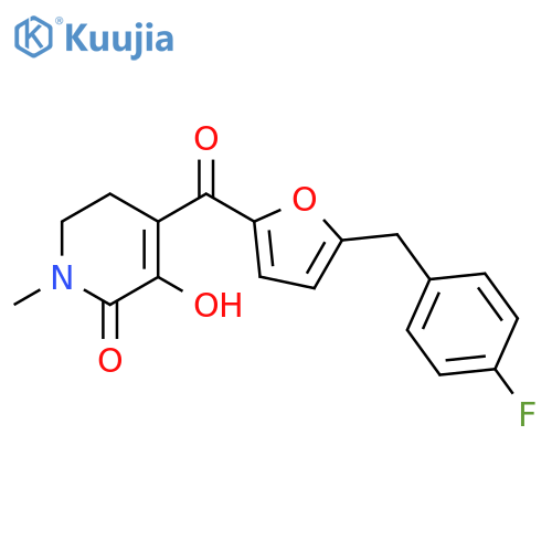 2(1H)-Pyridinone,4-[[5-[(4-fluorophenyl)methyl]-2-furanyl]carbonyl]-5,6-dihydro-3-hydroxy-1-methyl- structure