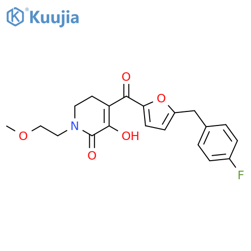 2(1H)-Pyridinone,4-[[5-[(4-fluorophenyl)methyl]-2-furanyl]carbonyl]-5,6-dihydro-3-hydroxy-1-(2-methoxyethyl)- structure