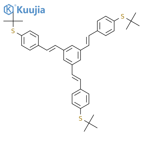 Benzene, 1,3,5-tris[(1E)-2-[4-[(1,1-dimethylethyl)thio]phenyl]ethenyl]- structure