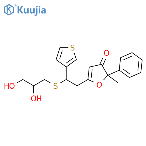 3(2H)-Furanone,5-[2-[(2,3-dihydroxypropyl)thio]-2-(3-thienyl)ethyl]-2-methyl-2-phenyl- structure