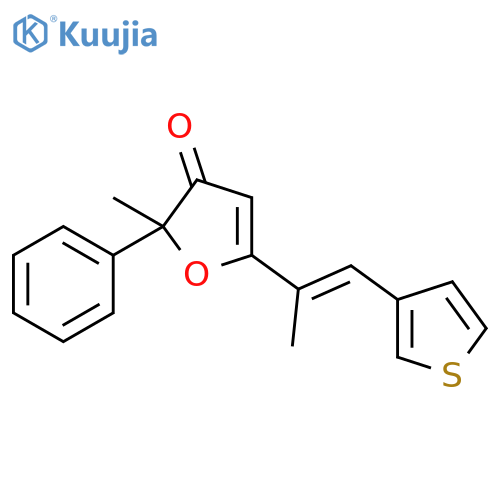 3(2H)-Furanone,2-methyl-5-[(1E)-1-methyl-2-(3-thienyl)ethenyl]-2-phenyl- structure