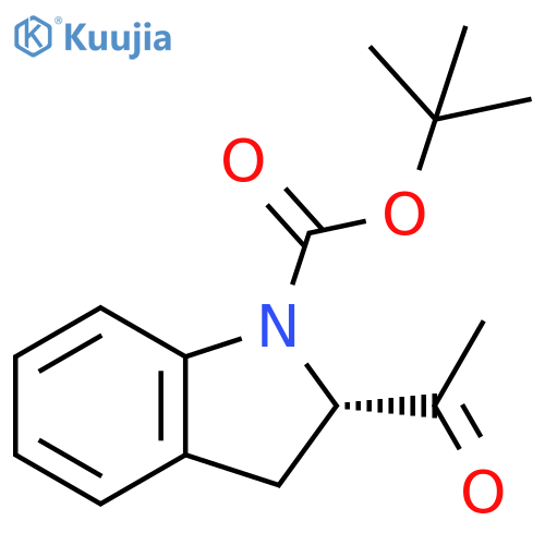 1H-Indole-1-carboxylic acid, 2-acetyl-2,3-dihydro-, 1,1-dimethylethylester, (2S)- structure