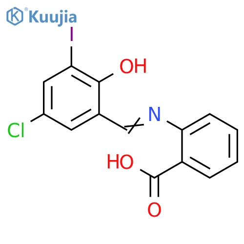Benzoic acid, 2-[[(5-chloro-2-hydroxy-3-iodophenyl)methylene]amino]- structure