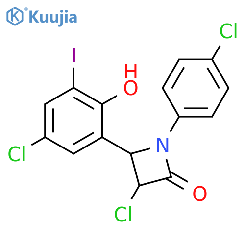 2-Azetidinone,3-chloro-4-(5-chloro-2-hydroxy-3-iodophenyl)-1-(4-chlorophenyl)- structure