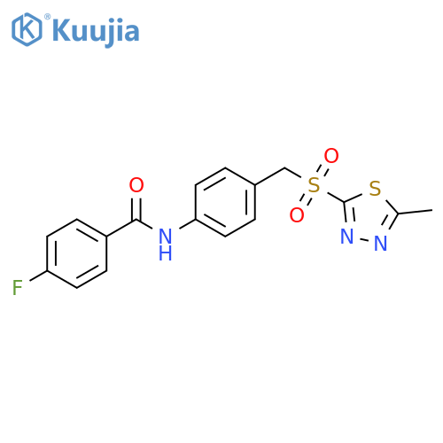 Benzamide,4-fluoro-N-[4-[[(5-methyl-1,3,4-thiadiazol-2-yl)sulfonyl]methyl]phenyl]- structure