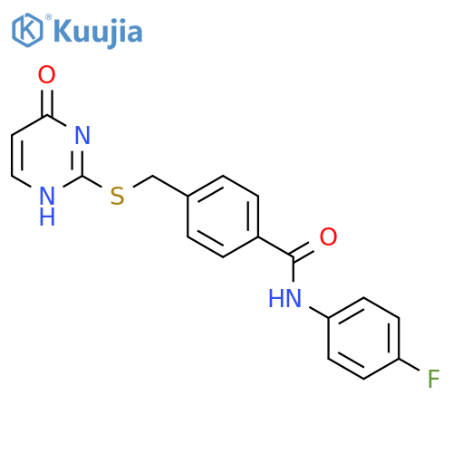 Benzamide,4-[[(1,4-dihydro-4-oxo-2-pyrimidinyl)thio]methyl]-N-(4-fluorophenyl)- structure