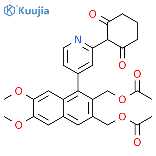 1,3-Cyclohexanedione,2-[4-[2,3-bis[(acetyloxy)methyl]-6,7-dimethoxy-1-naphthalenyl]-2-pyridinyl]- structure