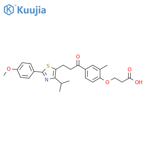 Propanoic acid,3-[4-[3-[2-(4-methoxyphenyl)-4-(1-methylethyl)-5-thiazolyl]-1-oxopropyl]-2-methylphenoxy]- structure