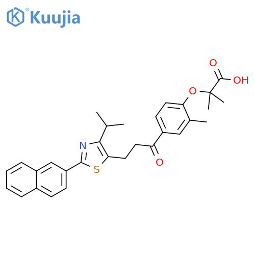 Propanoic acid,2-methyl-2-[2-methyl-4-[3-[4-(1-methylethyl)-2-(2-naphthalenyl)-5-thiazolyl]-1-oxopropyl]phenoxy]- structure