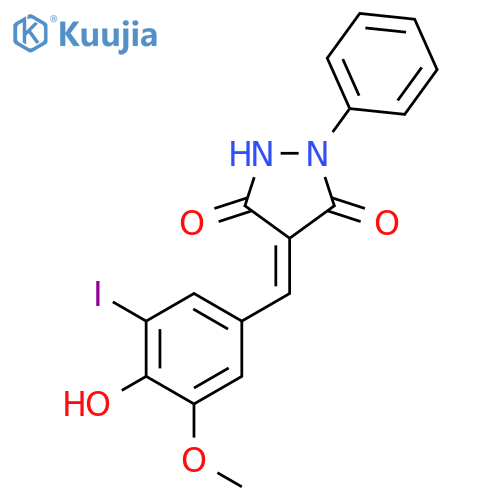 4-[(4-hydroxy-3-iodo-5-methoxyphenyl)methylidene]-1-phenylpyrazolidine-3,5-dione structure
