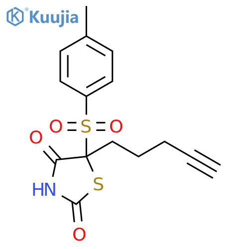 2,4-Thiazolidinedione, 5-[(4-methylphenyl)sulfonyl]-5-(4-pentynyl)- structure