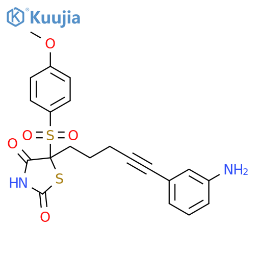 2,4-Thiazolidinedione,5-[5-(3-aminophenyl)-4-pentynyl]-5-[(4-methoxyphenyl)sulfonyl]- structure