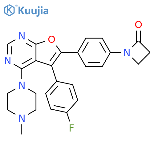 2-Azetidinone,1-[4-[5-(4-fluorophenyl)-4-(4-methyl-1-piperazinyl)furo[2,3-d]pyrimidin-6-yl]phenyl]- structure