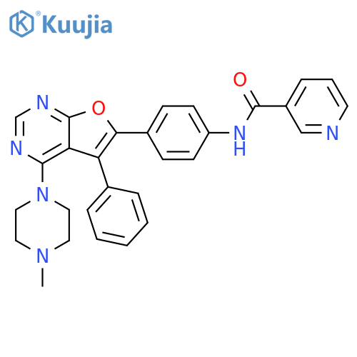 3-Pyridinecarboxamide,N-[4-[4-(4-methyl-1-piperazinyl)-5-phenylfuro[2,3-d]pyrimidin-6-yl]phenyl]- structure