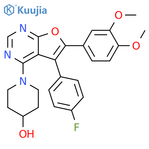 4-Piperidinol,1-[6-(3,4-dimethoxyphenyl)-5-(4-fluorophenyl)furo[2,3-d]pyrimidin-4-yl]- structure