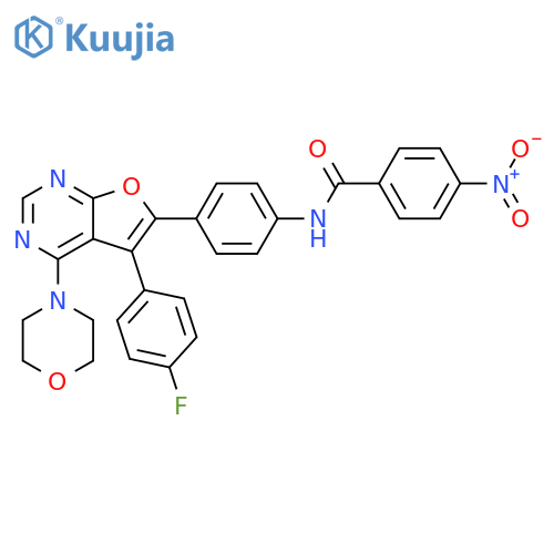 Benzamide,N-[4-[5-(4-fluorophenyl)-4-(4-morpholinyl)furo[2,3-d]pyrimidin-6-yl]phenyl]-4-nitro- structure