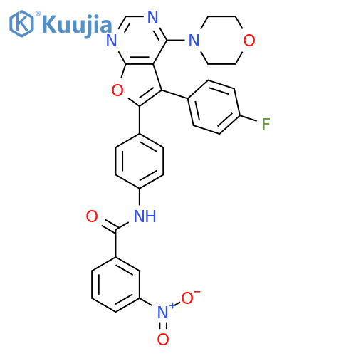Benzamide,N-[4-[5-(4-fluorophenyl)-4-(4-morpholinyl)furo[2,3-d]pyrimidin-6-yl]phenyl]-3-nitro- structure