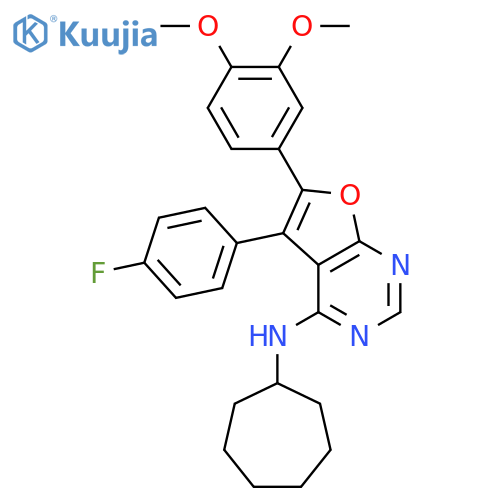 Furo[2,3-d]pyrimidin-4-amine,N-cycloheptyl-6-(3,4-dimethoxyphenyl)-5-(4-fluorophenyl)- structure