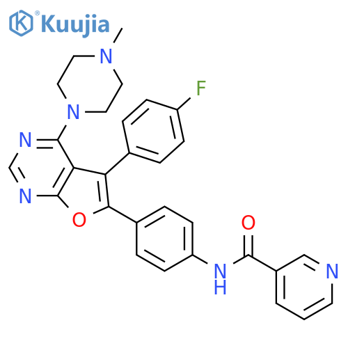 3-Pyridinecarboxamide,N-[4-[5-(4-fluorophenyl)-4-(4-methyl-1-piperazinyl)furo[2,3-d]pyrimidin-6-yl]phenyl]- structure
