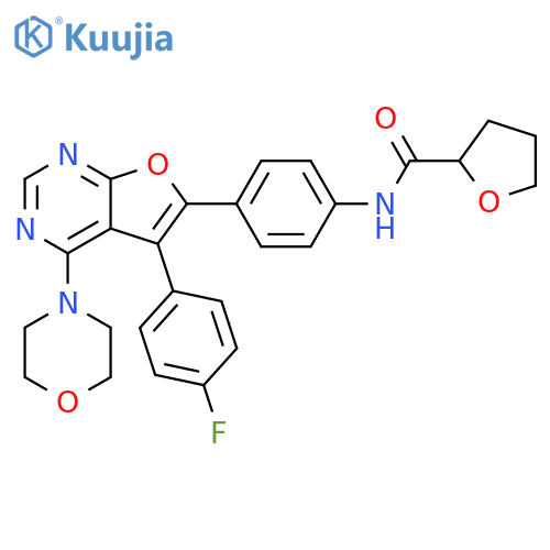 2-Furancarboxamide,N-[4-[5-(4-fluorophenyl)-4-(4-morpholinyl)furo[2,3-d]pyrimidin-6-yl]phenyl]tetrahydro- structure