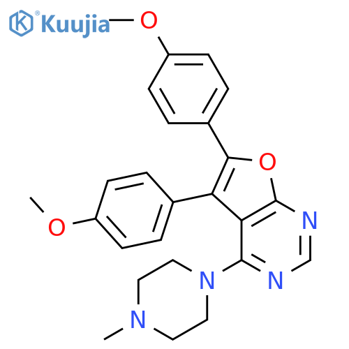 Furo[2,3-d]pyrimidine,5,6-bis(4-methoxyphenyl)-4-(4-methyl-1-piperazinyl)- structure