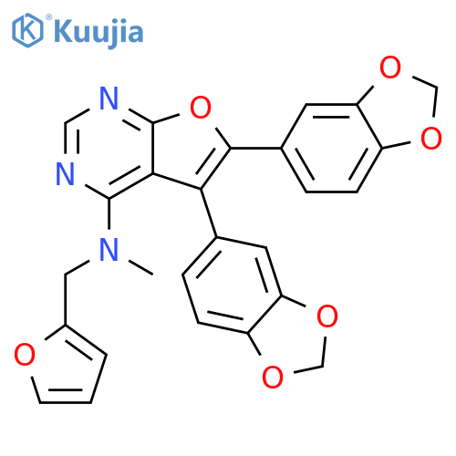 Furo[2,3-d]pyrimidin-4-amine,5,6-bis(1,3-benzodioxol-5-yl)-N-(2-furanylmethyl)-N-methyl- structure