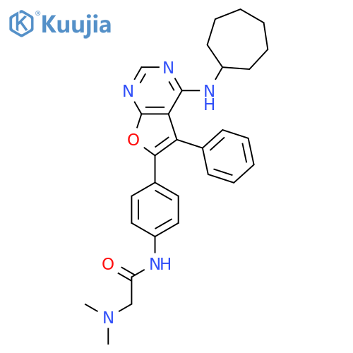 Acetamide,N-[4-[4-(cycloheptylamino)-5-phenylfuro[2,3-d]pyrimidin-6-yl]phenyl]-2-(dimethylamino)- structure