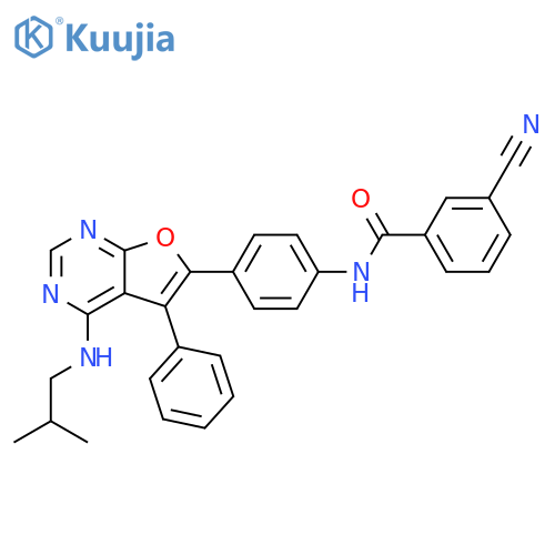 Benzamide,3-cyano-N-[4-[4-[(2-methylpropyl)amino]-5-phenylfuro[2,3-d]pyrimidin-6-yl]phenyl]- structure
