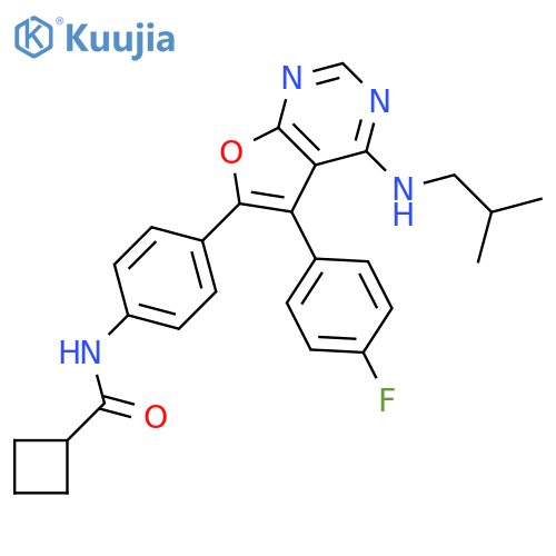 Cyclobutanecarboxamide,N-[4-[5-(4-fluorophenyl)-4-[(2-methylpropyl)amino]furo[2,3-d]pyrimidin-6-yl]phenyl]- structure