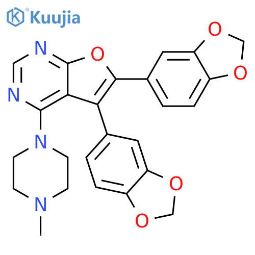 Furo[2,3-d]pyrimidine,5,6-bis(1,3-benzodioxol-5-yl)-4-(4-methyl-1-piperazinyl)- structure