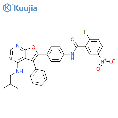Benzamide,2-fluoro-N-[4-[4-[(2-methylpropyl)amino]-5-phenylfuro[2,3-d]pyrimidin-6-yl]phenyl]-5-nitro- structure