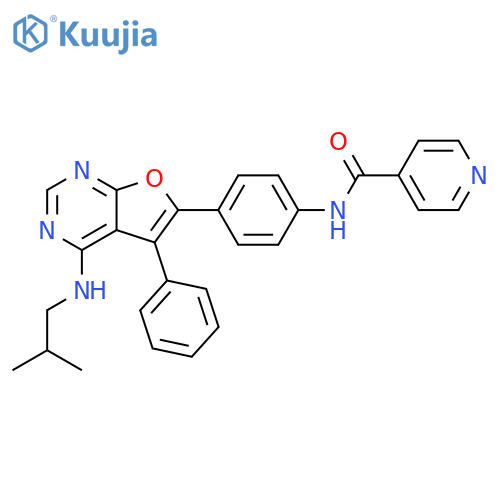 4-Pyridinecarboxamide,N-[4-[4-[(2-methylpropyl)amino]-5-phenylfuro[2,3-d]pyrimidin-6-yl]phenyl]- structure